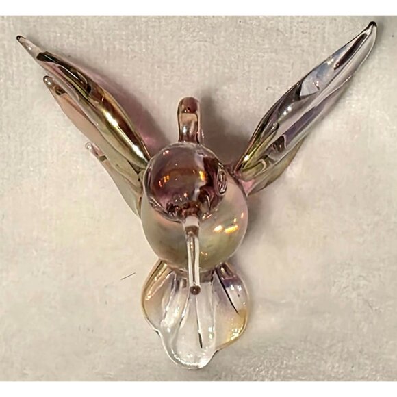 Art Glass Hummingbird Iridescent Sun Catcher 2" Hanging Ornament Bird Christmas - Picture 4 of 11
